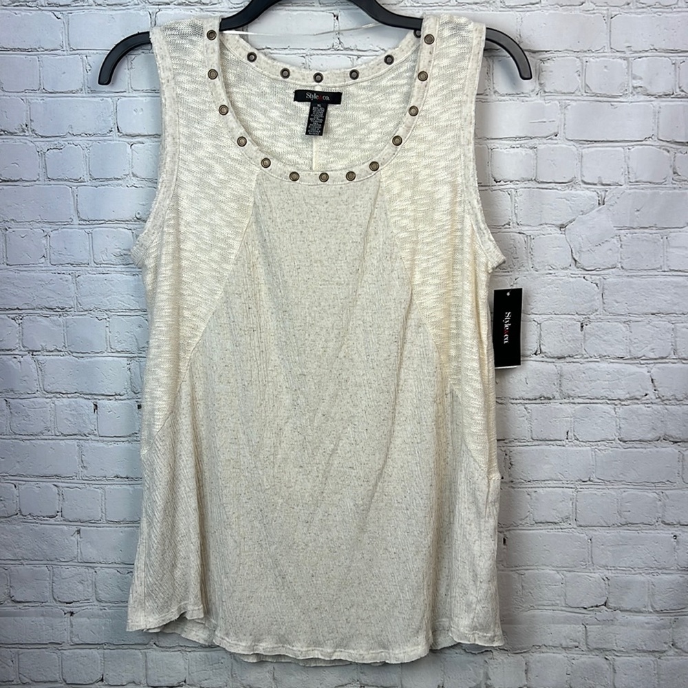 Style & Co Rivet Trim Knit Tank Top Sweater Size XL - Picture 1 of 4